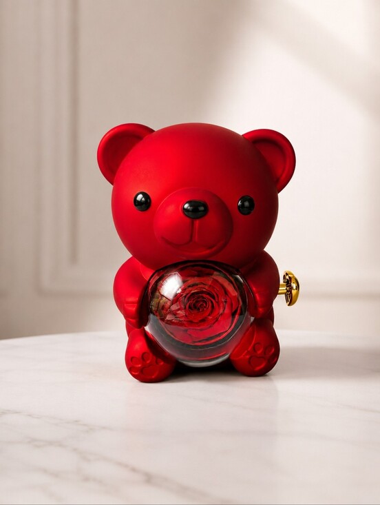 Jewelry - Bear Jewelry Case with Eternal Rose & Heart Pendant – Gift Set